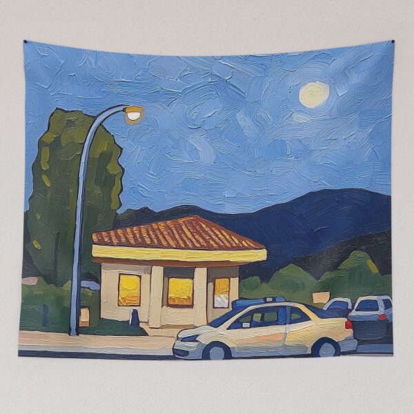 Item preview, Gas station | Post-impressionist painting style designed and sold by ComicsFactory.