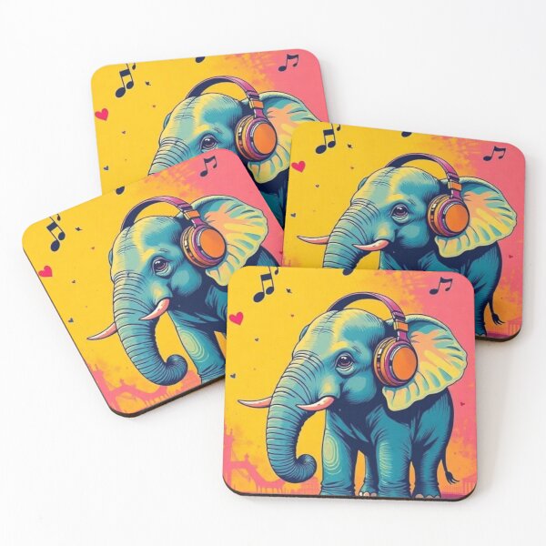 Item preview, Cute elephant listening music  designed and sold by Dogandesighn.