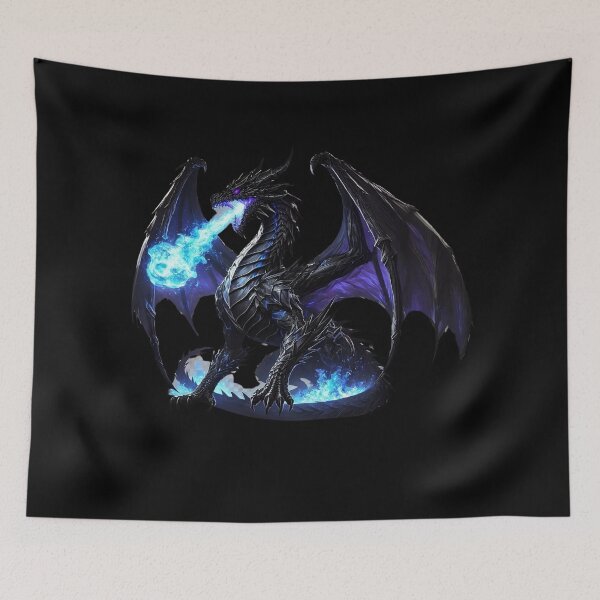 Item preview, Dragons breathing fire - Black Dragon designed and sold by Fantasy-Vibes.