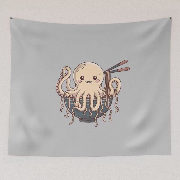 Item preview, Cute Noodle Octopus – Kawaii Ramen-Inspired Design designed and sold by Verycutethings.
