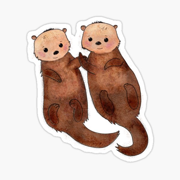 Item preview, Cute Otter Pair designed and sold by Pixel & Petal Design Co..