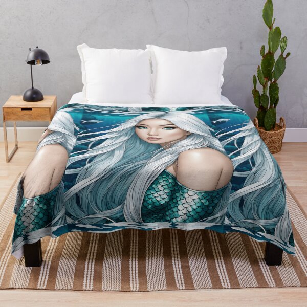 Item preview, SEA MERMAID Asian Oriental Manchurian Mongolian Girl Anime Manga Cartoon Style - Marine Ocean Beach Cottage Decor ~ Birthday Christmas Gift designed and sold by Spinning Plates 360.