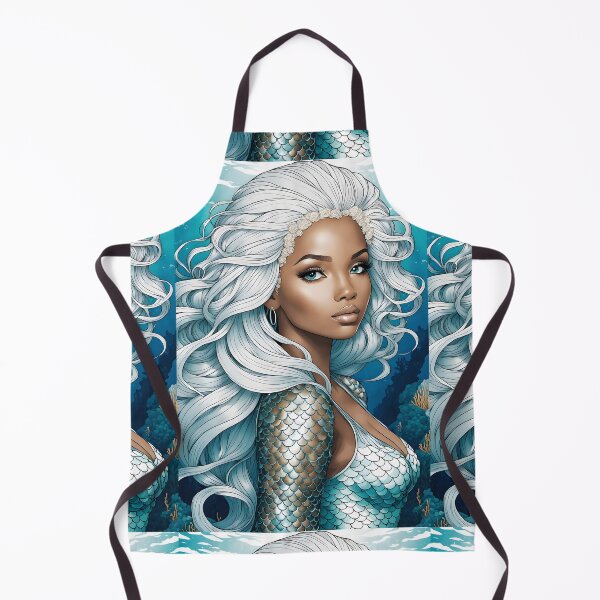 Item preview, SEA MERMAID African Creole West Indies Carribean Black Bi-Racial Girl Anime Manga Cartoon Style - Marine Ocean Beach Cottage Decor ~ Birthday Christmas Gift designed and sold by Spinning Plates 360.