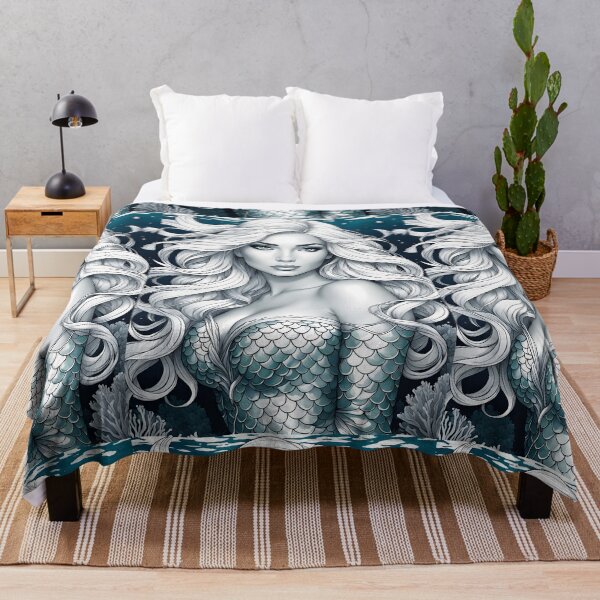 Item preview, SEA MERMAID Eastern European Eurasian Khazakistan Girl Anime Manga Cartoon Style - Marine Ocean Beach Cottage Decor ~ Birthday Christmas Gift designed and sold by Spinning Plates 360.