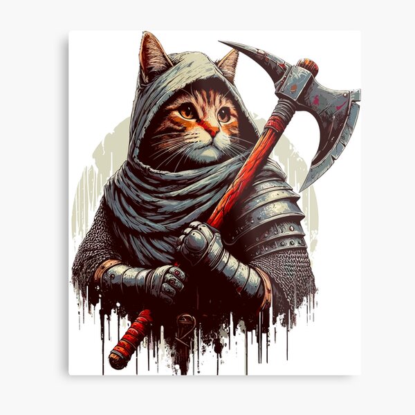Aperçu de l'œuvre Guerrier chat médiéval – Fantaisie en armure créée et vendue par Capizione.