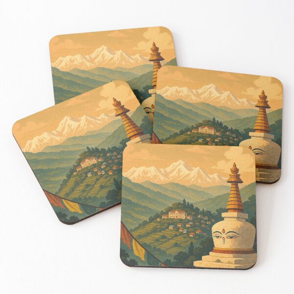 Item preview, Kalimpong Stupa and Himalayan View with Prayer Flags designed and sold by Aryabek.