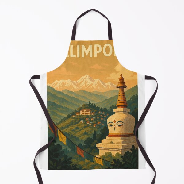 Item preview, Kalimpong Stupa and Himalayan View with Prayer Flags designed and sold by Aryabek.