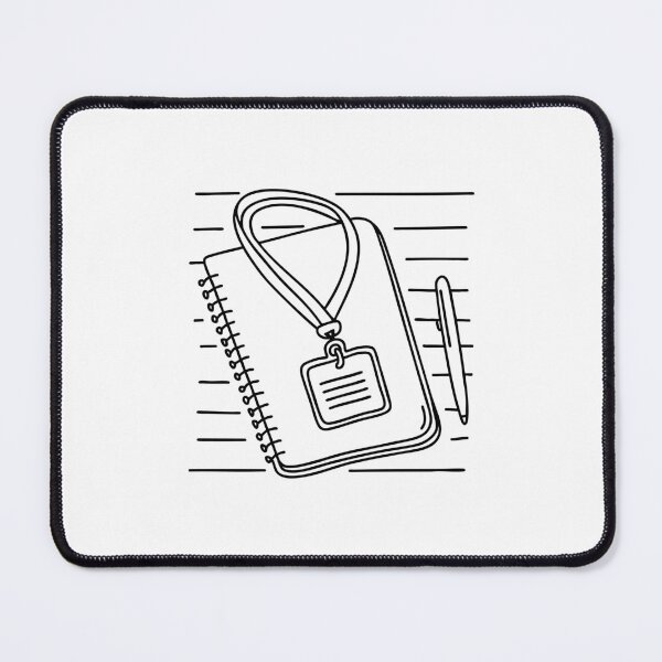 Item preview, Name tag on a lanyard resting on a desk beside a notebook designed and sold by rasagamastore.