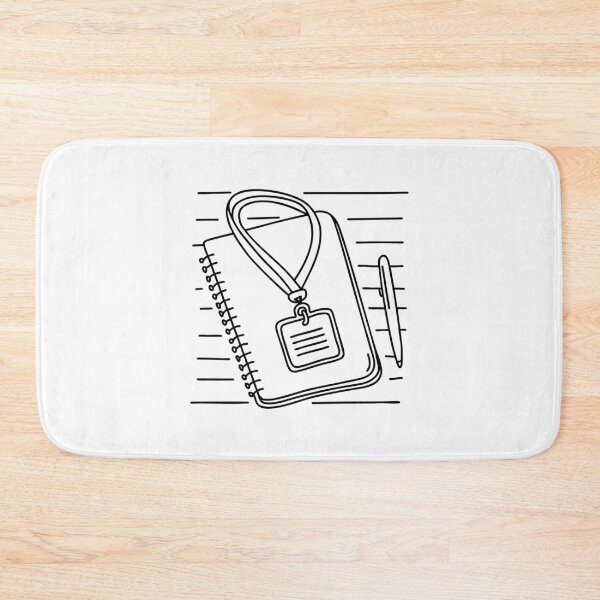 Item preview, Name tag on a lanyard resting on a desk beside a notebook designed and sold by rasagamastore.
