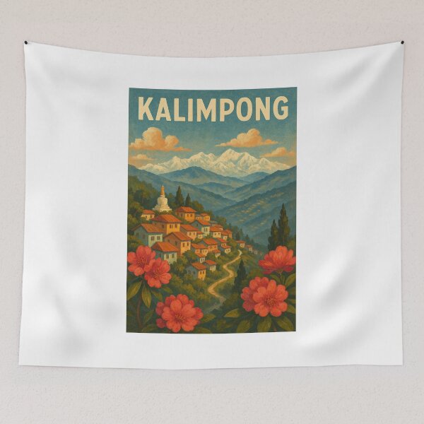 Item preview, Kalimpong Hills and Himalayan View with Prayer Flags designed and sold by Aryabek.