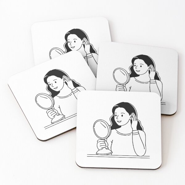 Item preview, Woman adjusting their hair while looking into a mirror designed and sold by rasagamastore.