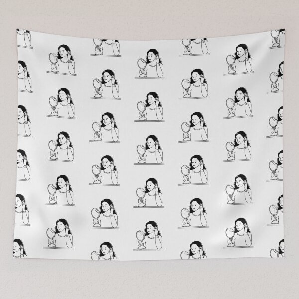 Item preview, Woman adjusting their hair while looking into a mirror designed and sold by rasagamastore.