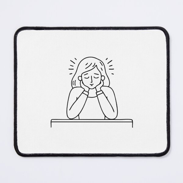 Item preview, Figure resting their head on their arms over a table with discomfort expression designed and sold by rasagamastore.