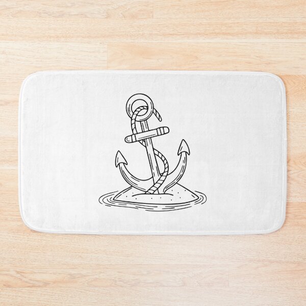 Item preview, Nautical anchor with ropes partially buried in the sandy shore designed and sold by rasagamastore.