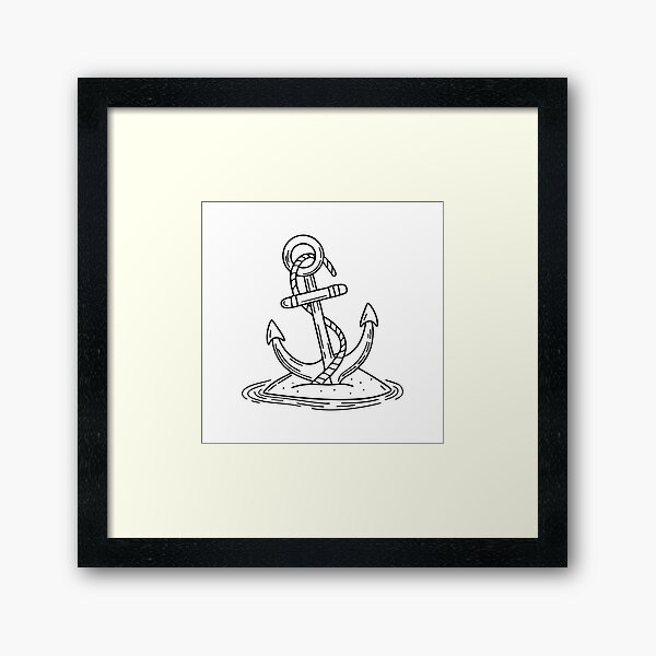 Item preview, Nautical anchor with ropes partially buried in the sandy shore designed and sold by rasagamastore.