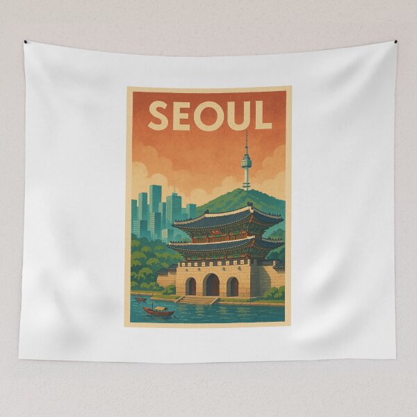 Item preview, Korea Seoul Gyeongbokgung Palace with Namsan Tower at Sunset designed and sold by Aryabek.