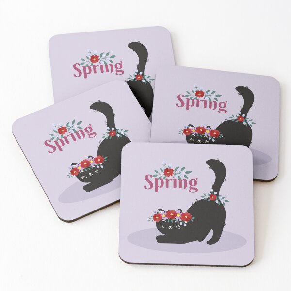 Item preview, Spring Illustration with Cute Character Black Cat and Flowers designed and sold by AlginaPugachova.
