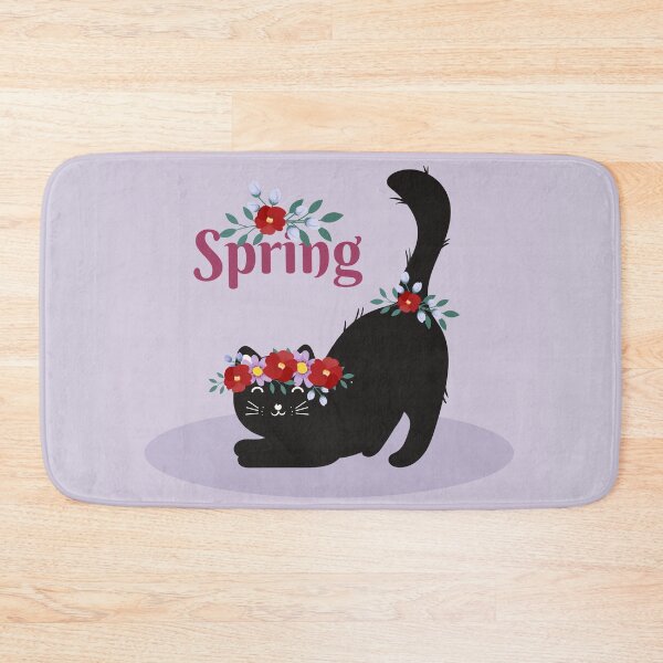 Item preview, Spring Illustration with Cute Character Black Cat and Flowers designed and sold by AlginaPugachova.