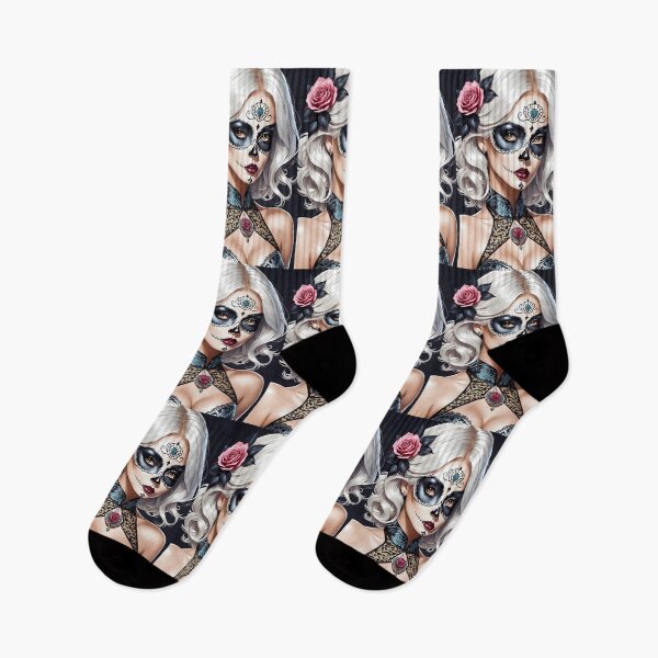 Item preview, SUGAR SKULL VAMP East European Eurasian Latina Girl Anime Manga Cartoon Style - Day of the Dead Halloween Latin Hispanic Celebration Decor ~ Birthday Christmas Gift designed and sold by Spinning Plates 360.