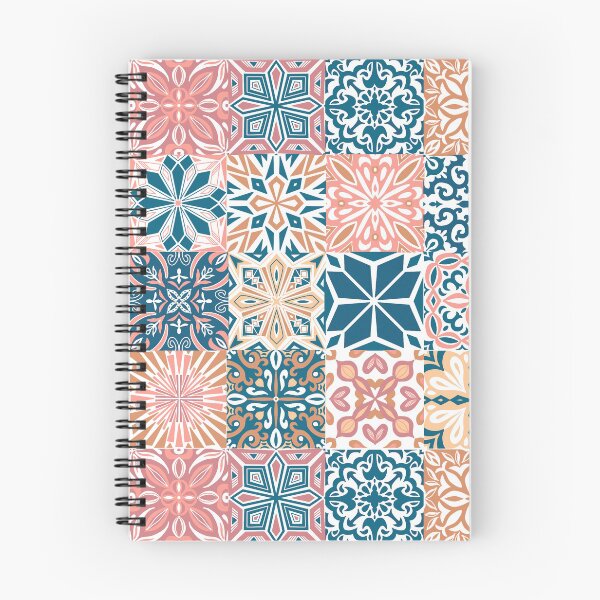 Item preview, Azuleo tiles in pink blue and ochre designed and sold by EllilaDesigns.