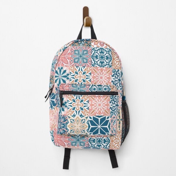 Item preview, Azuleo tiles in pink blue and ochre designed and sold by EllilaDesigns.