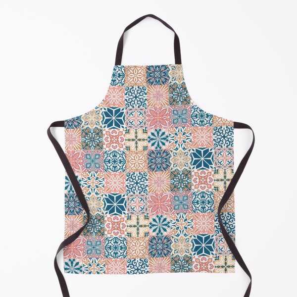 Item preview, Azuleo tiles in pink blue and ochre designed and sold by EllilaDesigns.