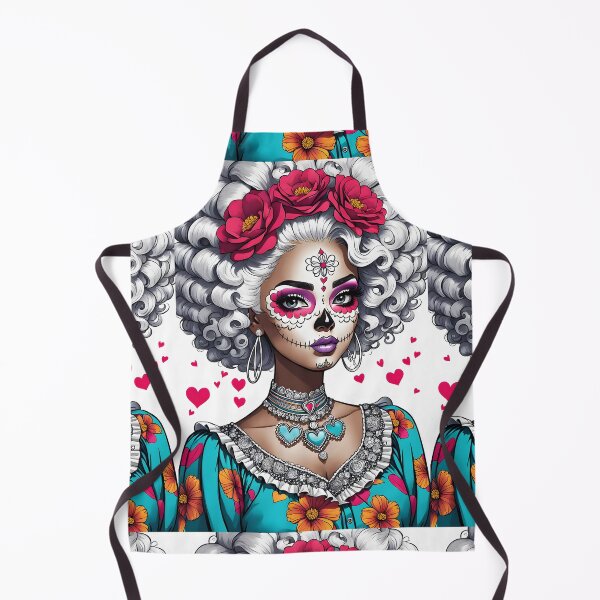 Item preview, SUGAR SKULL VAMP African Creole Black Indian Bi-Racial Latina Girl Anime Manga Cartoon Style - Day of the Dead Halloween Latin Hispanic Celebration Decor ~ Birthday Christmas Gift designed and sold by Spinning Plates 360.