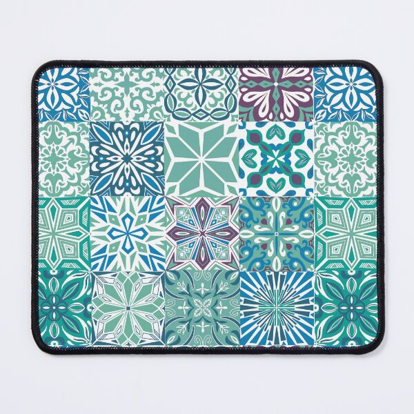 Item preview, Azuleo tiles in blue green and white designed and sold by EllilaDesigns.