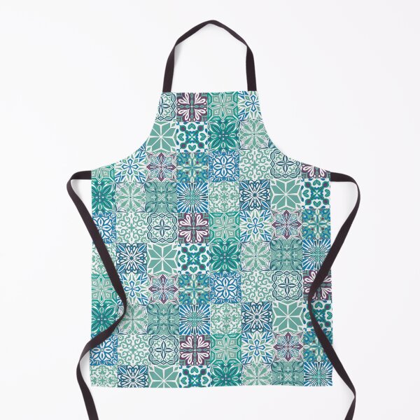 Item preview, Azuleo tiles in blue green and white designed and sold by EllilaDesigns.