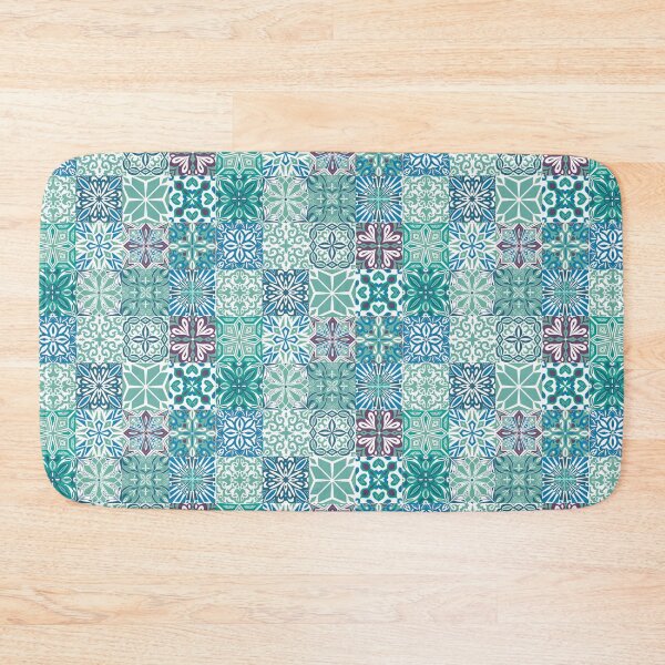 Item preview, Azuleo tiles in blue green and white designed and sold by EllilaDesigns.