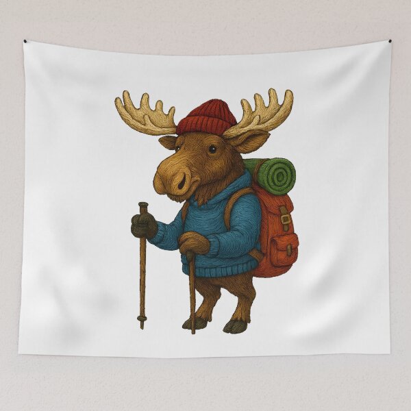 Item preview, Nordic Moose Hiker Embroidered Patch designed and sold by #Adulting Central.