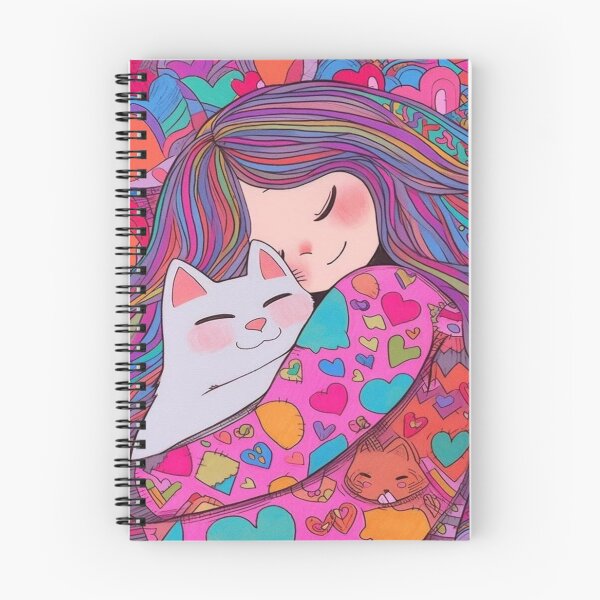 Item preview, Title: Love & Cuddles – Colorful Feline Illustration designed and sold by GagaArtGallery.