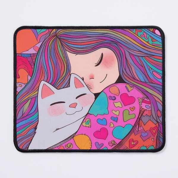 Item preview, Title: Love & Cuddles – Colorful Feline Illustration designed and sold by GagaArtGallery.