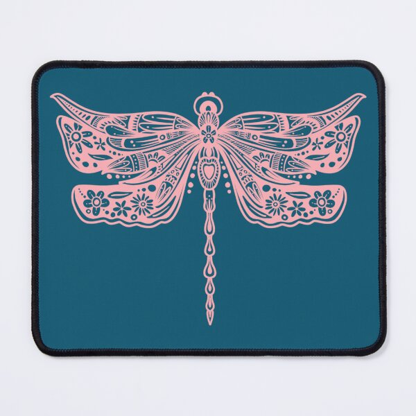 Item preview, Light Pink Floral Dragonfly Design on Dark Teal designed and sold by Giulia  Palazzo.