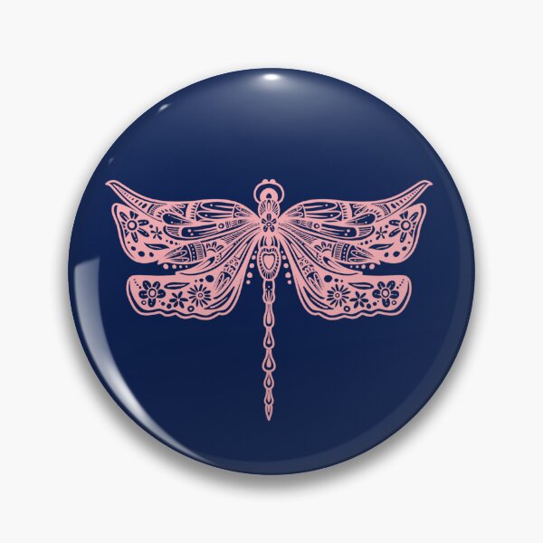 Item preview, Light Pink Floral Dragonfly Design on Dark Navy designed and sold by Giulia  Palazzo.