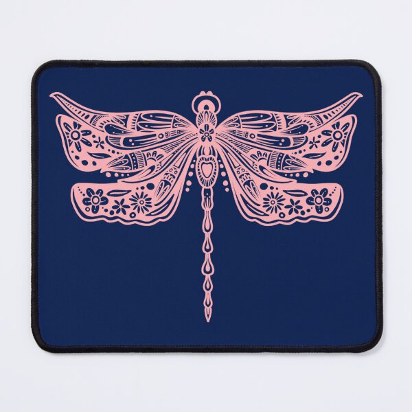 Item preview, Light Pink Floral Dragonfly Design on Dark Navy designed and sold by Giulia  Palazzo.