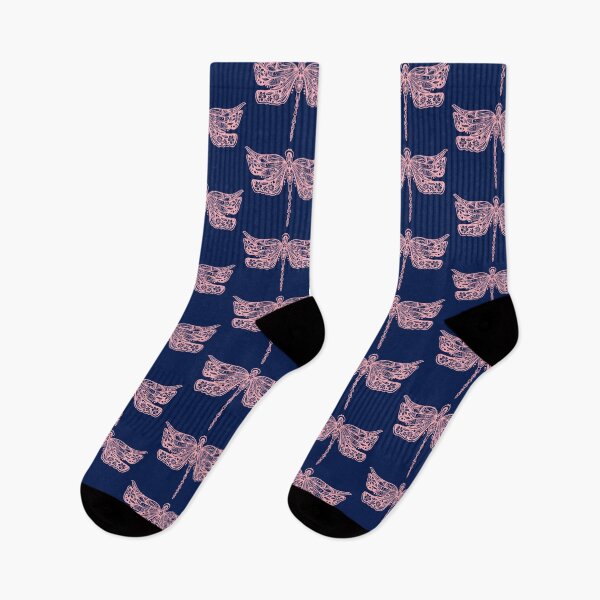 Item preview, Light Pink Floral Dragonfly Design on Dark Navy designed and sold by Giulia  Palazzo.