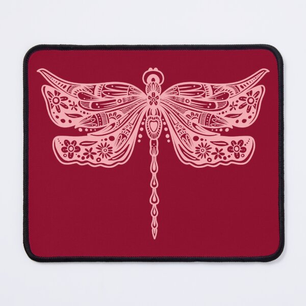 Item preview, Light Pink Floral Dragonfly Design on Red designed and sold by Giulia Palazzo.