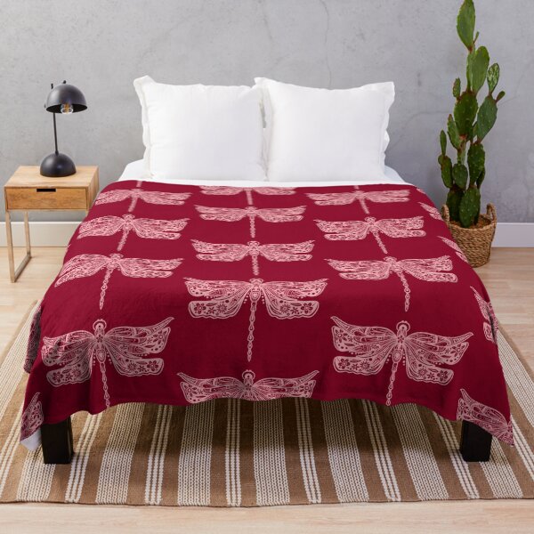 Item preview, Light Pink Floral Dragonfly Design on Red designed and sold by Giulia  Palazzo.