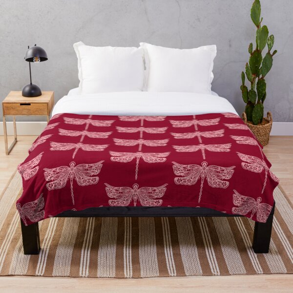 Item preview, Diseño de libélula floral rosa claro sobre fondo rojo designed and sold by Giulia  Palazzo.