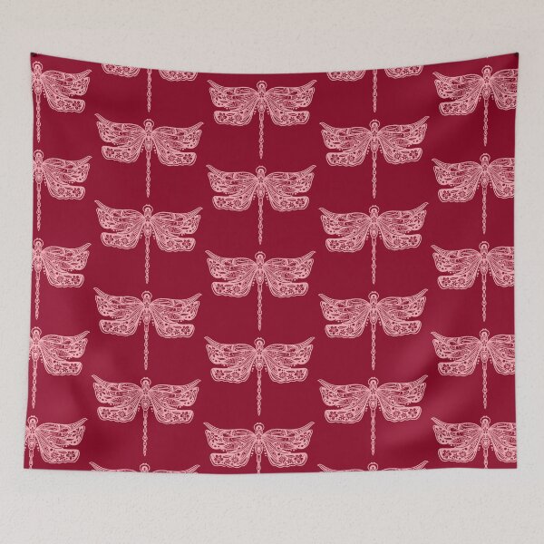 Item preview, Light Pink Floral Dragonfly Design on Red designed and sold by Giulia  Palazzo.