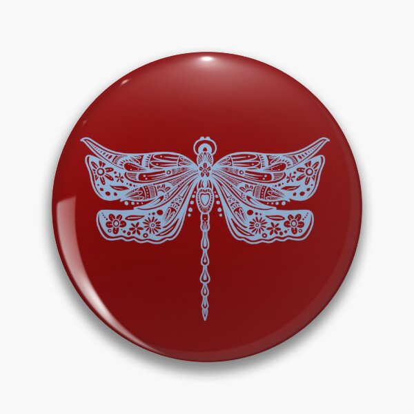 Item preview, Light Blue Floral Dragonfly Design on Red designed and sold by Giulia  Palazzo.