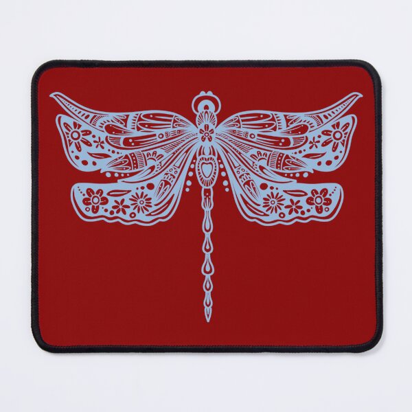 Item preview, Light Blue Floral Dragonfly Design on Red designed and sold by Giulia Palazzo.