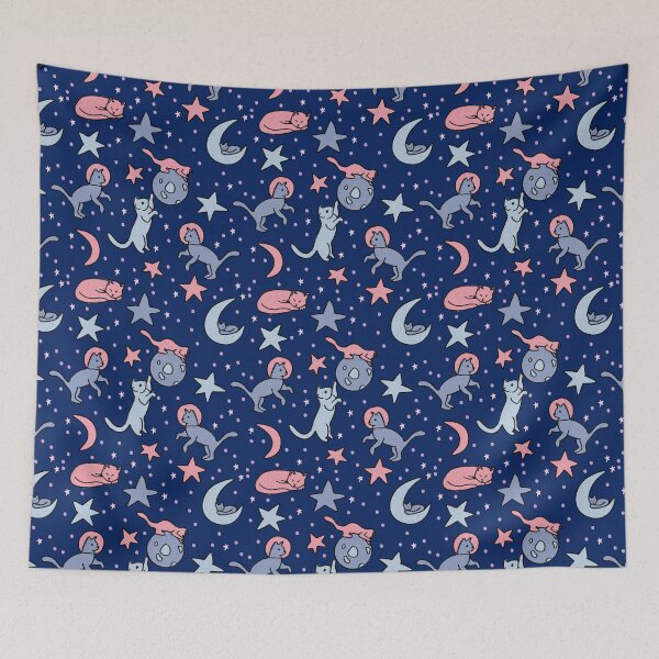 Item preview, Space Cats Pattern – Cute Cosmic Feline Galaxy Print designed and sold by KelseyNY.
