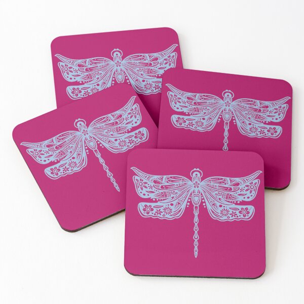 Item preview, Light Blue Floral Dragonfly Design on Magenta designed and sold by Giulia  Palazzo.