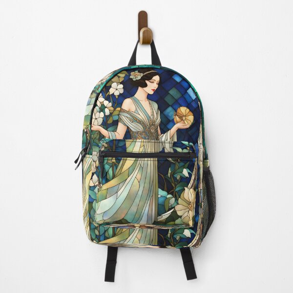Item preview, ROARING 1920s FLAPPER LADY CHINOISE DAME Stained Glass Style - Early Century Art Deco Nouveau ~ Birthday Christmas Gift designed and sold by Spinning Plates 360.