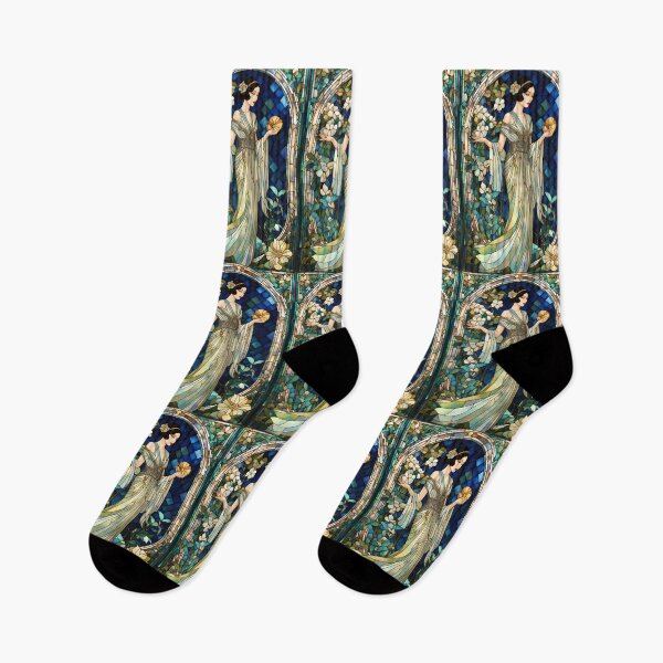 Item preview, ROARING 1920s FLAPPER LADY CHINOISE DAME Stained Glass Style - Early Century Art Deco Nouveau ~ Birthday Christmas Gift designed and sold by Spinning Plates 360.