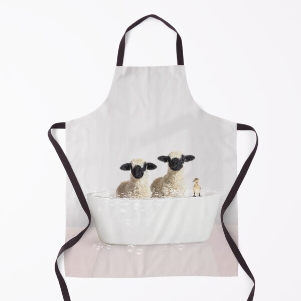 Item preview, Two Lambs and Duckling in Modern Bathtub Pink Print, Lamb Bathing, Animals in Bathtub Art by Synplus designed and sold by synplus.