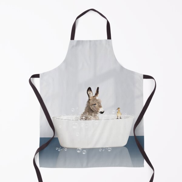 Item preview, Baby Donkey and Duckling in Modern Bathtub Blue Print, Donkey Bathing, Animals in Bathtub Art by Synplus designed and sold by synplus.
