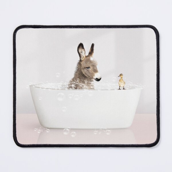 Item preview, Baby Donkey and Duckling in Modern Bathtub Pink Print, Donkey Bathing, Animals in Bathtub Art by Synplus designed and sold by synplus.